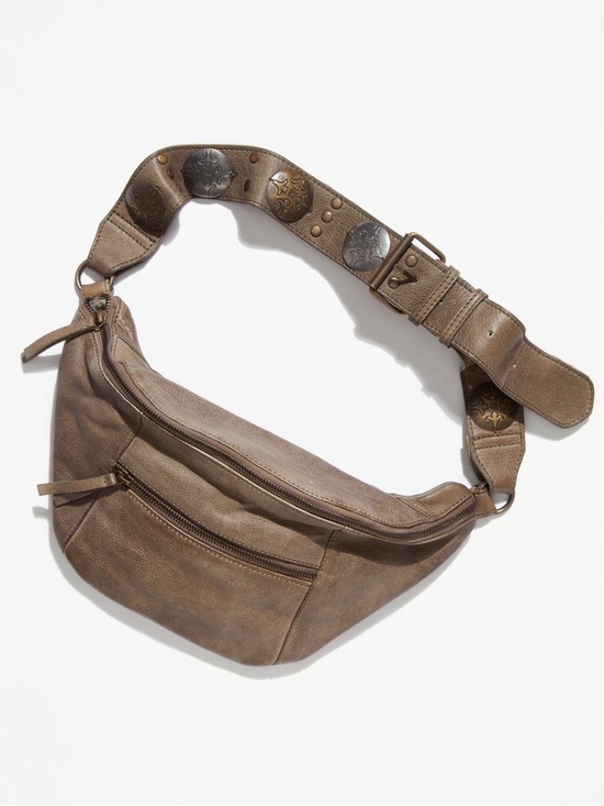 Free People Handbags - Free People Wilder Embellished Leather Sling Bag Crossbody Frozen Earth